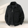 Men's slim fit black coat with a ruffle detail for plus size wearers