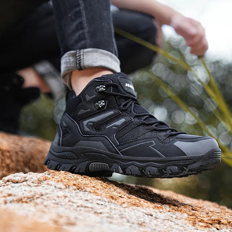 Same high-top hiking sneaker in multiple colours with lace-up front, low-top design, and rubber sole.