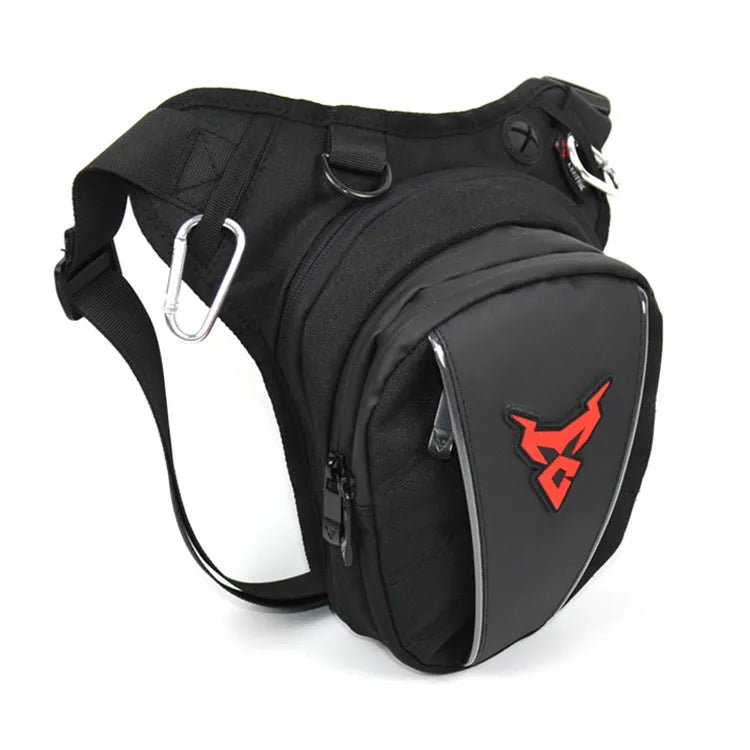 Motorcycle leg bag in Oxford cloth with crossbody, shoulder, waist, and leg mounting options