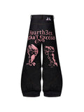 Black wide-leg straight jeans with temperature-sensitive colour-changing embroidery on the leg