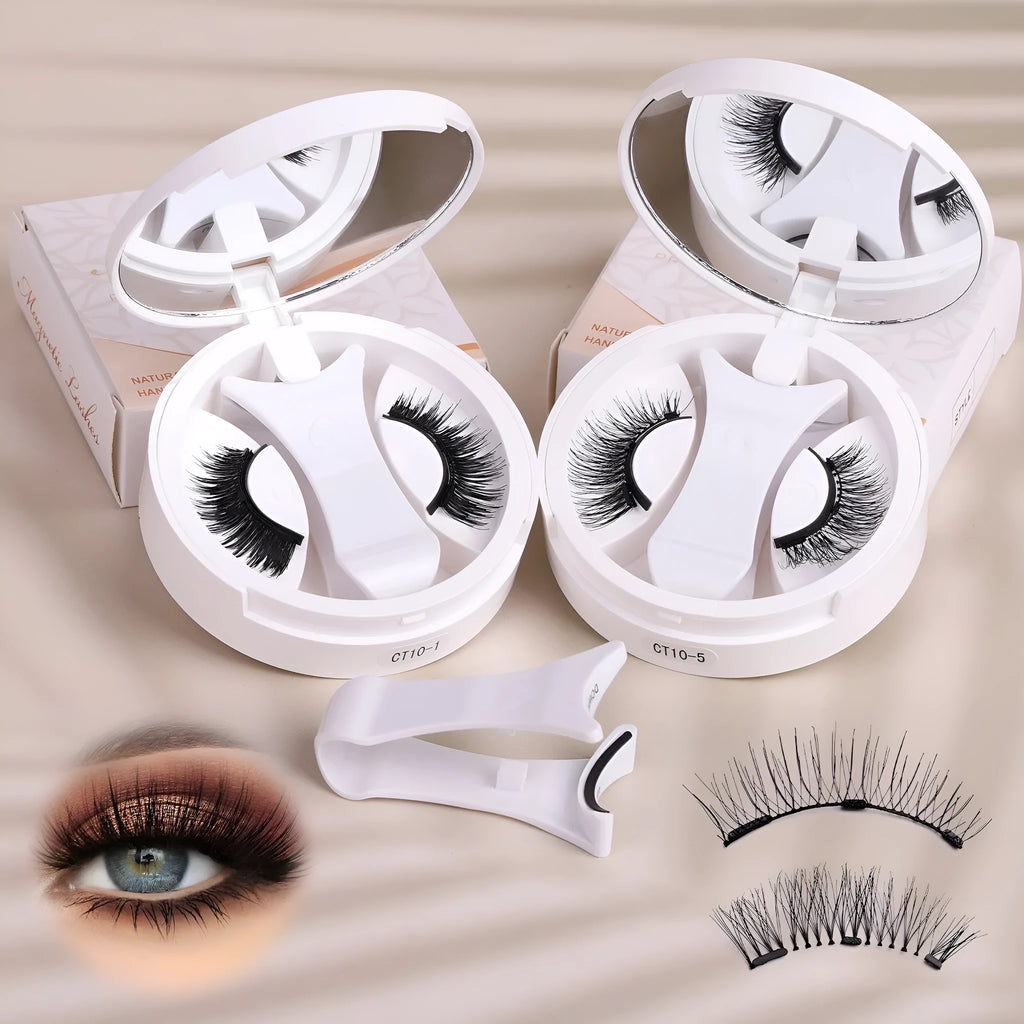 Portable integrated soap holder for magnetic false eyelashes storage, made from chemical fibre.