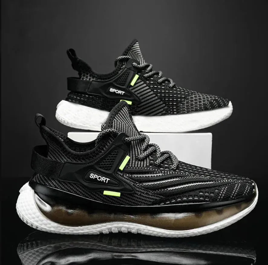 Men's white mesh platform sneakers with woven design and flat rubber sole