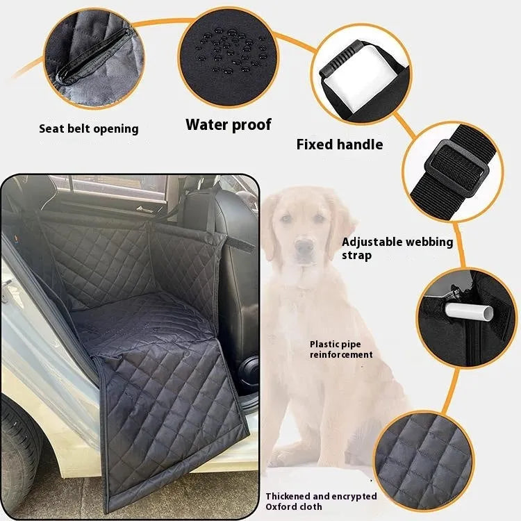 Black cloth anti-dirty car pet mat with rear basket design measuring 55x45x50cm for dog travel protection