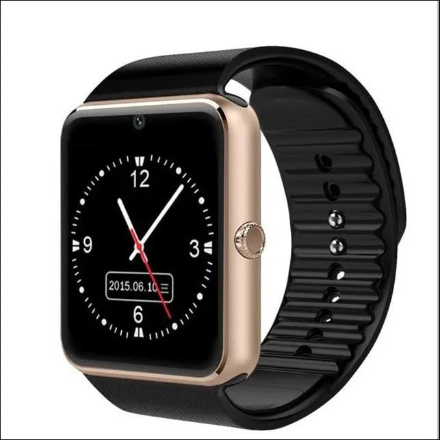 Black smart watch with 1.54 inch touch screen and silicone strap on wrist