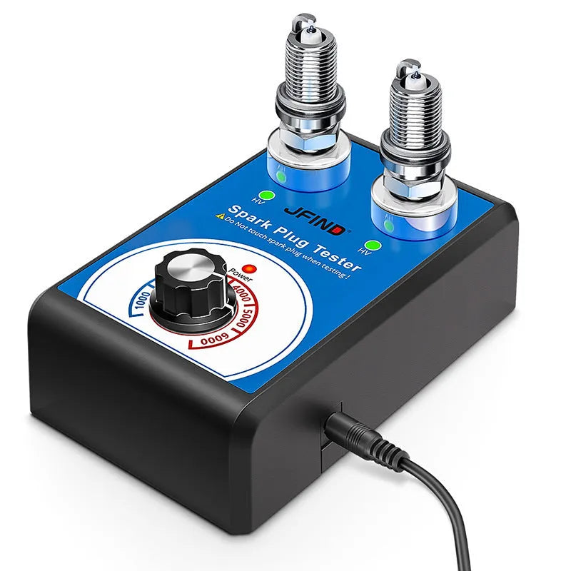Car spark plug tester and ignition system diagnostic tool on a workbench