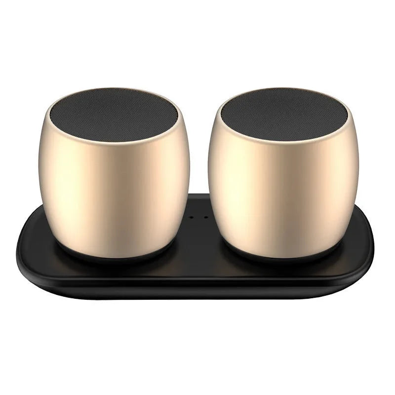 Creative Bluetooth speaker pair Φ49.3*46mm with magnetic charging base, golden pink silver black