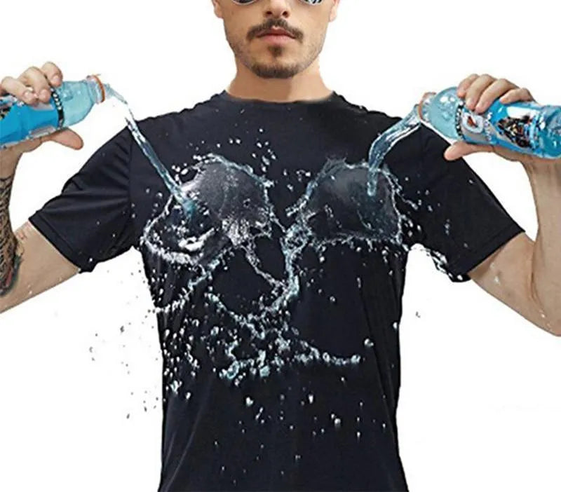 Quick-drying waterproof anti-fouling couple T-shirt, loose round neck short sleeve top in white black blue