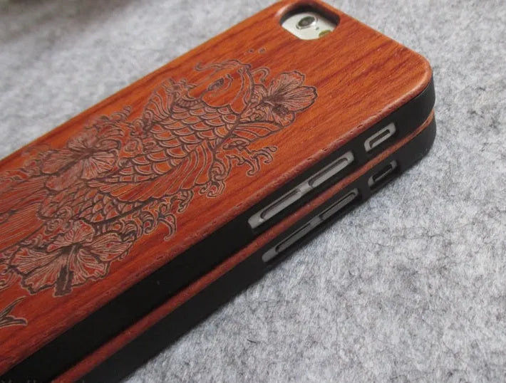 Rosewood laser engraved woodcarving phone case for Apple iPhone models