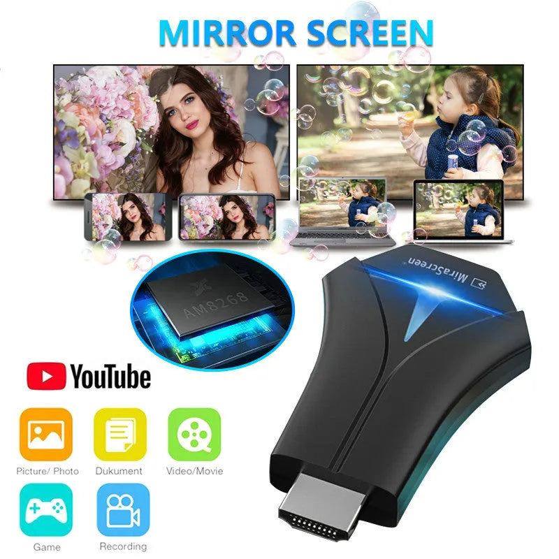Mirascreen K12 HDMI WiFi dongle for phone to projector, 1080p output, with USB cable