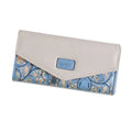 Women's large capacity three-fold PU leather student wallet with buckle closure in multiple colours.