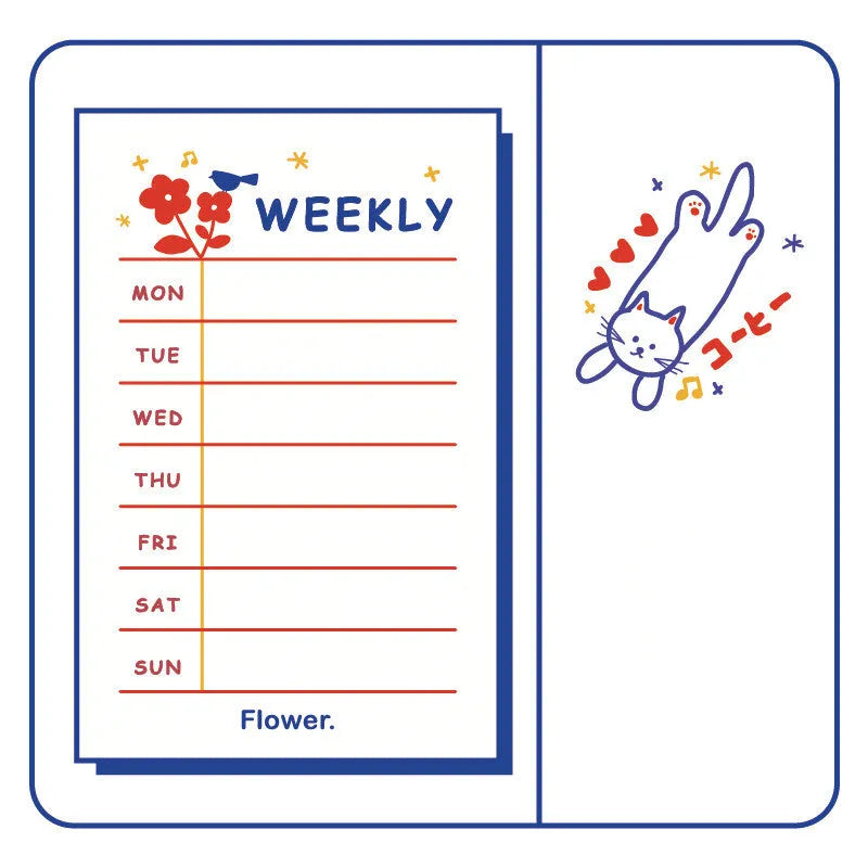 Daily countdown notes book in one of eight designs, showing compact 65x100mm size with 50 pages.