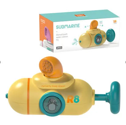 Summer children's water cannon pull-out water spray toy in plastic with submarine design in colour box