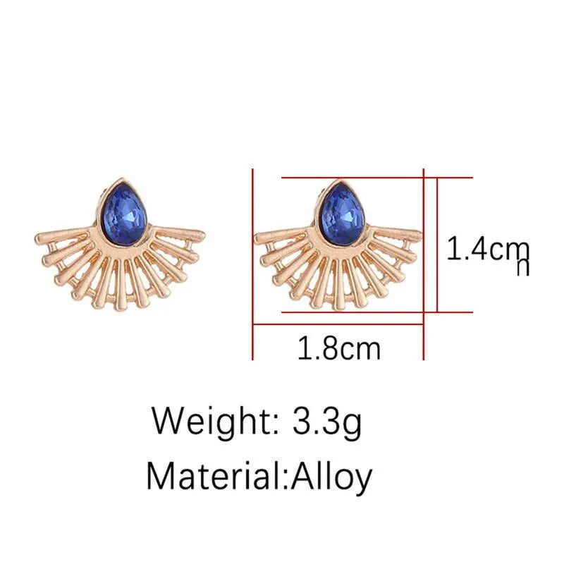Bohemian vintage sector shaped stud earrings for women in gold or silver alloy