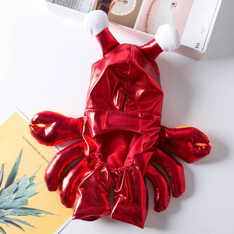 Red PU pet Halloween costume transfiguration outfit for cat or dog on a plain background