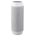 Mini black and white Bluetooth speaker with colourful LED light ring showing 360° sound capability