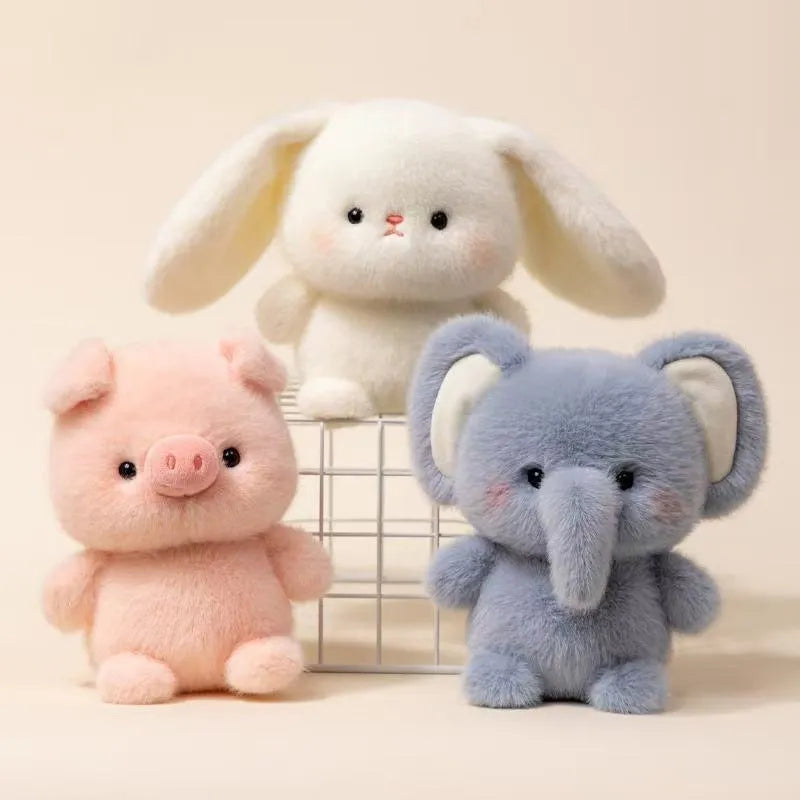 16cm short plush animal toy doll with PP cotton filling, available in bear and elephant colour options, for table decoration