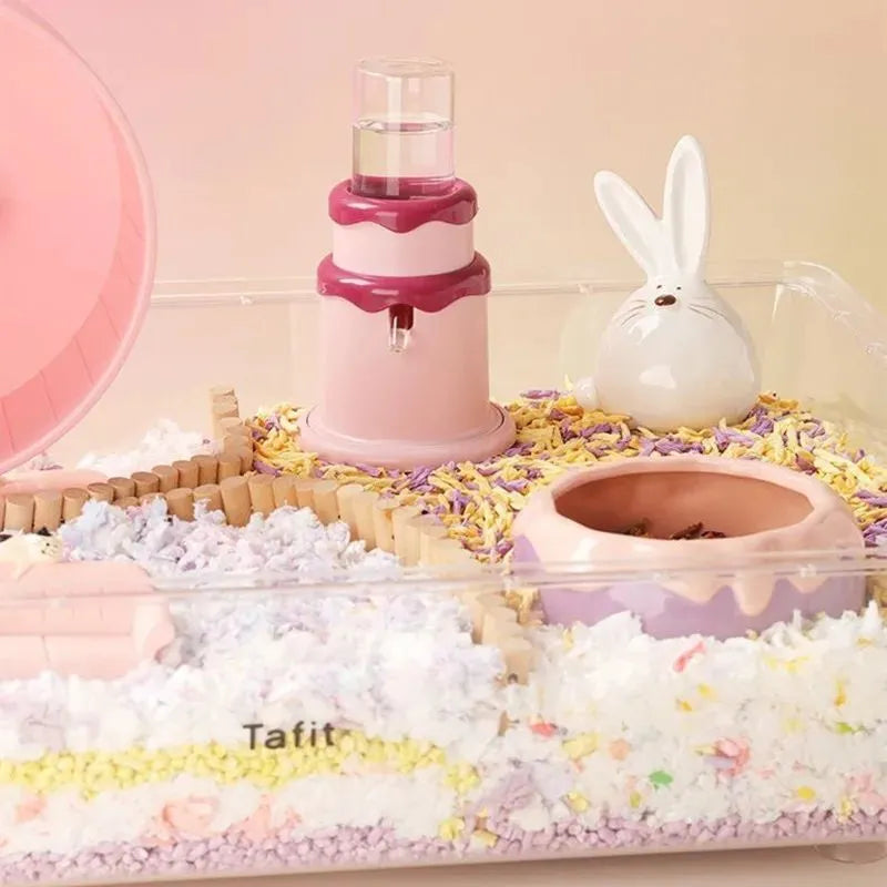 Cream cake hamster kettle 125ml small pet drinker in green, pink, purple, or yellow, 103.5 x 122mm