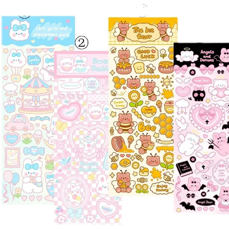 PVC waterproof cartoon stickers for notebook and agenda decoration in multiple style options