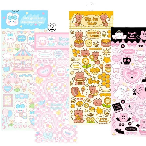 PVC waterproof cartoon stickers for notebook and agenda decoration in multiple style options