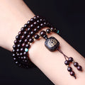 Zambia rosewood DIY bead bracelet kit with flat lotus pendant and 108 wooden beads.