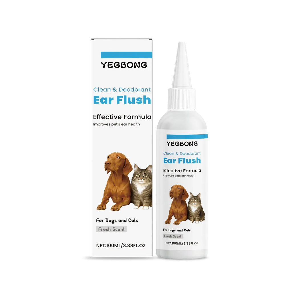 100ml bottle of gentle dog and cat ear cleaner with applicator tip for wax removal