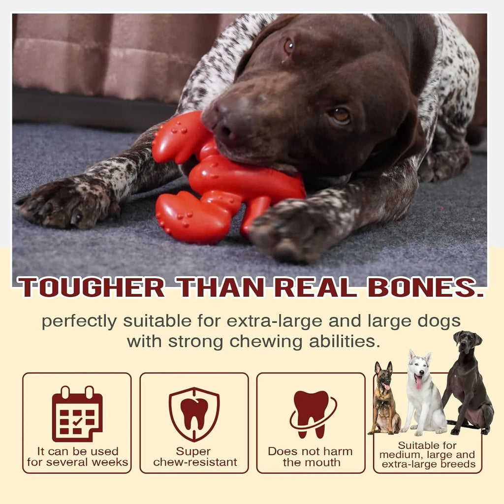 Red nylon dog chew bone for large breed aggressive chewers