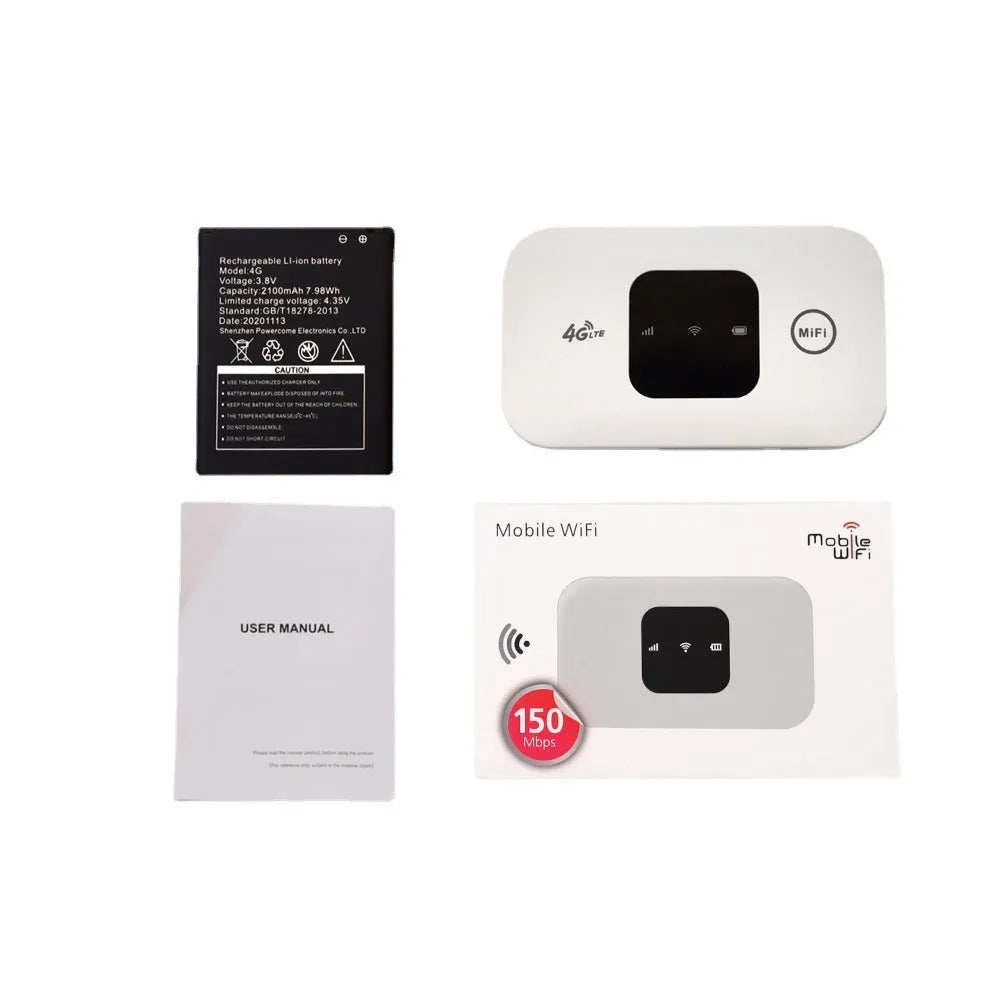 White plastic portable wireless router for car and mobile 4G 3G network with dimensions 9.8x5.3x0.8 cm