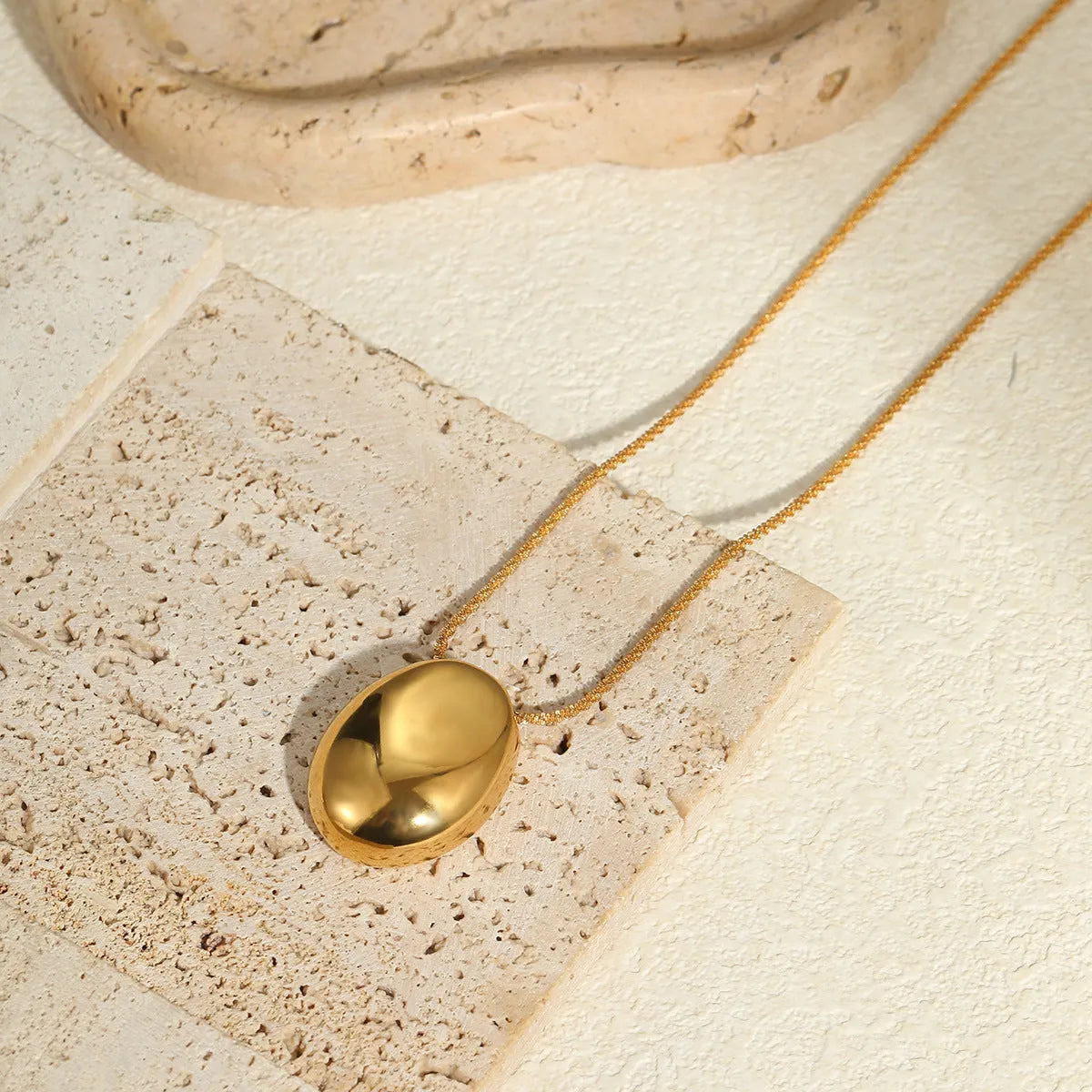 Gold plated necklace with geometric pendant on adjustable 41-50 cm stainless steel chain