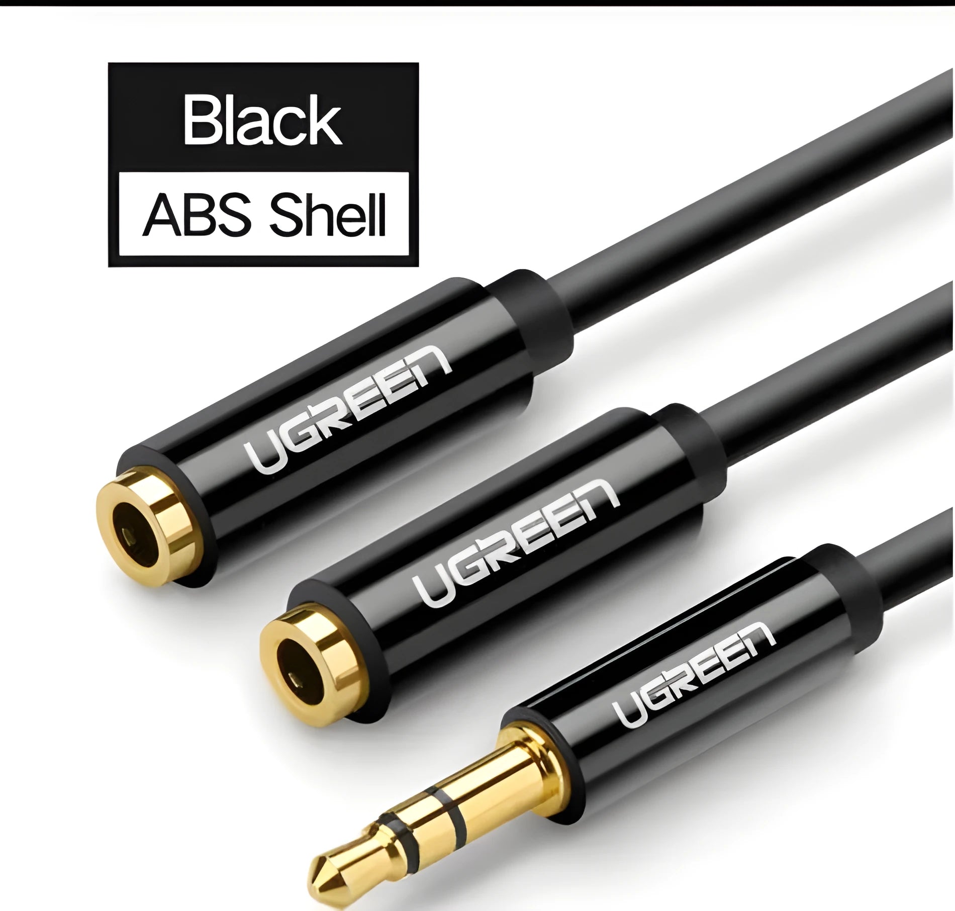 Replacement 3.5mm audio cable for earphone 1 and 2 models in black, 20cm long with gold-plated connectors