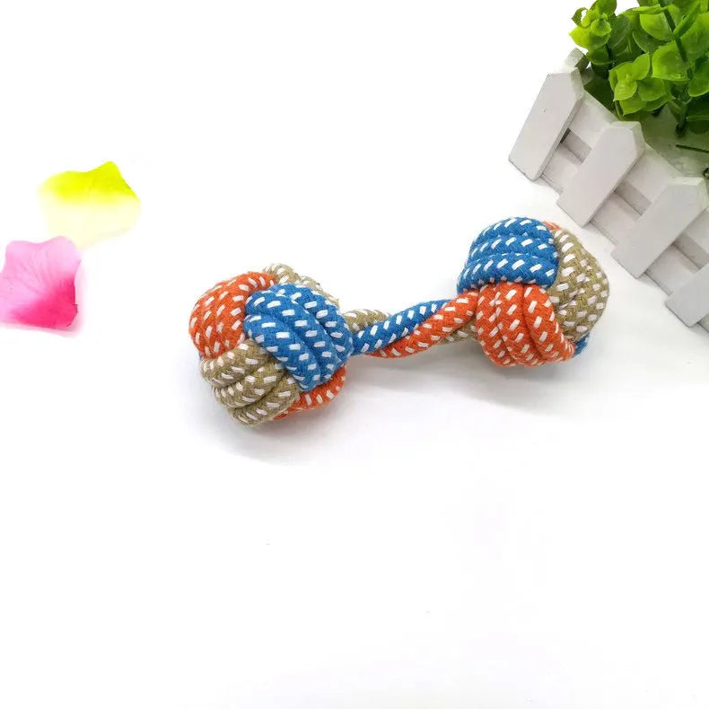 Dog Bites small dumbbell cotton rope toy 17cm multicolor for small to medium dogs
