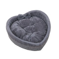 Heart-shaped soft cloth pet bed in grey or pink, sizes M L XL for cats, puppies, and dogs