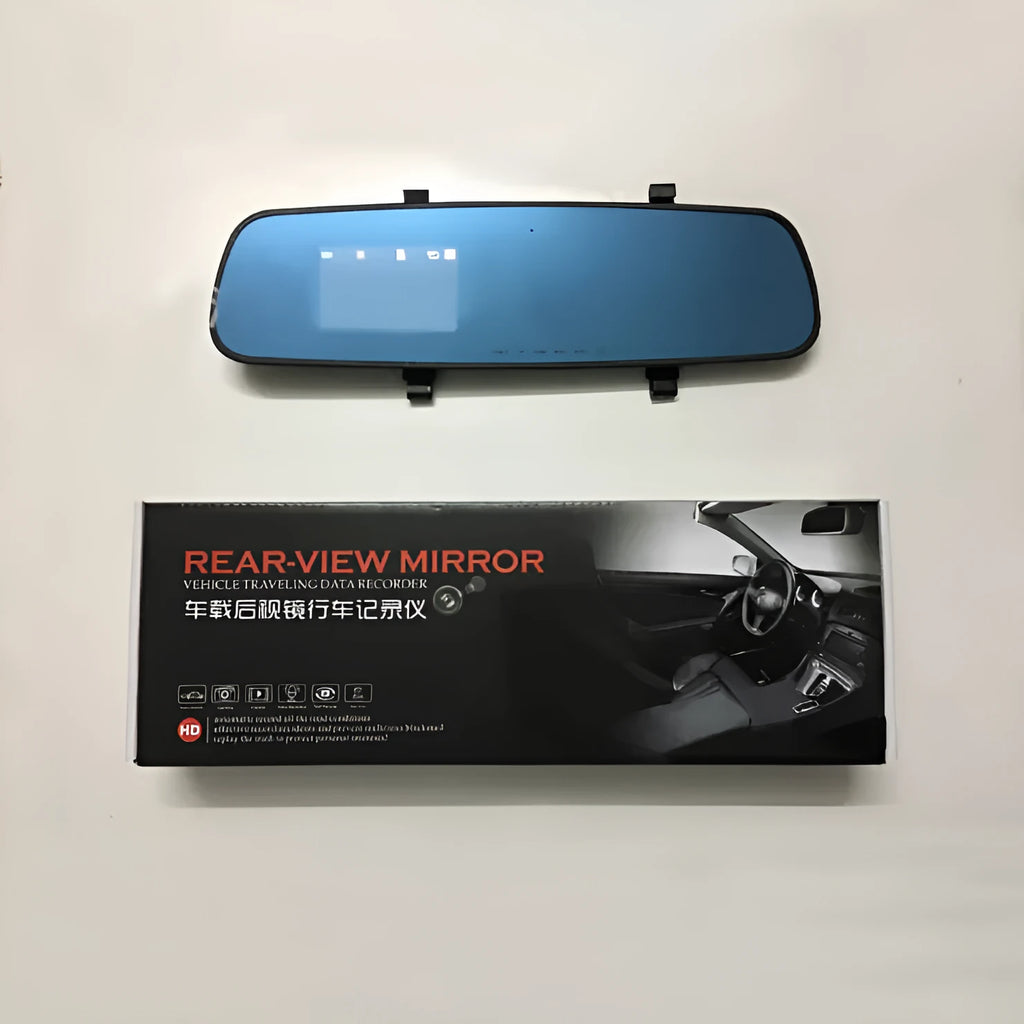 1080P HD rearview mirror driving recorder with 2.4-inch display, 100-degree lens, and black edged dual lens option
