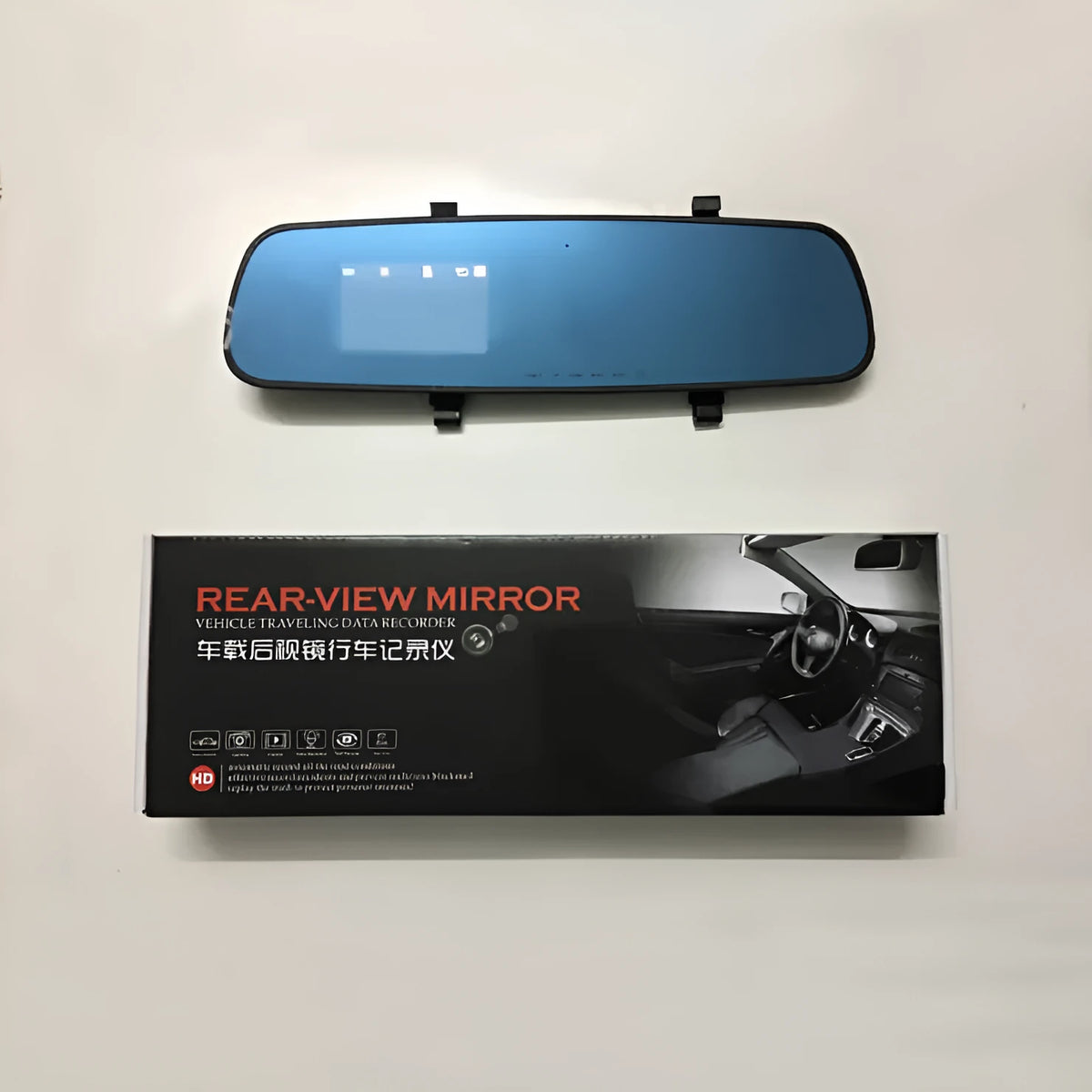 1080P HD rearview mirror driving recorder with 2.4-inch display, 100-degree lens, and black edged dual lens option