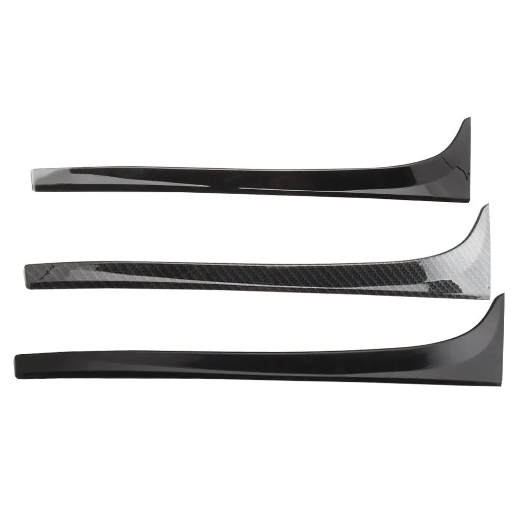 Pair of glossy black ABS plastic rear window side spoiler wings for Volkswagen Golf MK7 on white background