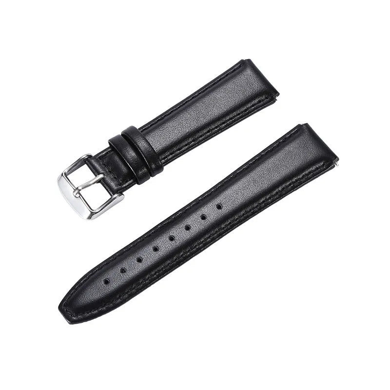 B5 genuine leather watch strap in brown, black, blue, and red, with B3 B6 B7 size options, solid colour design