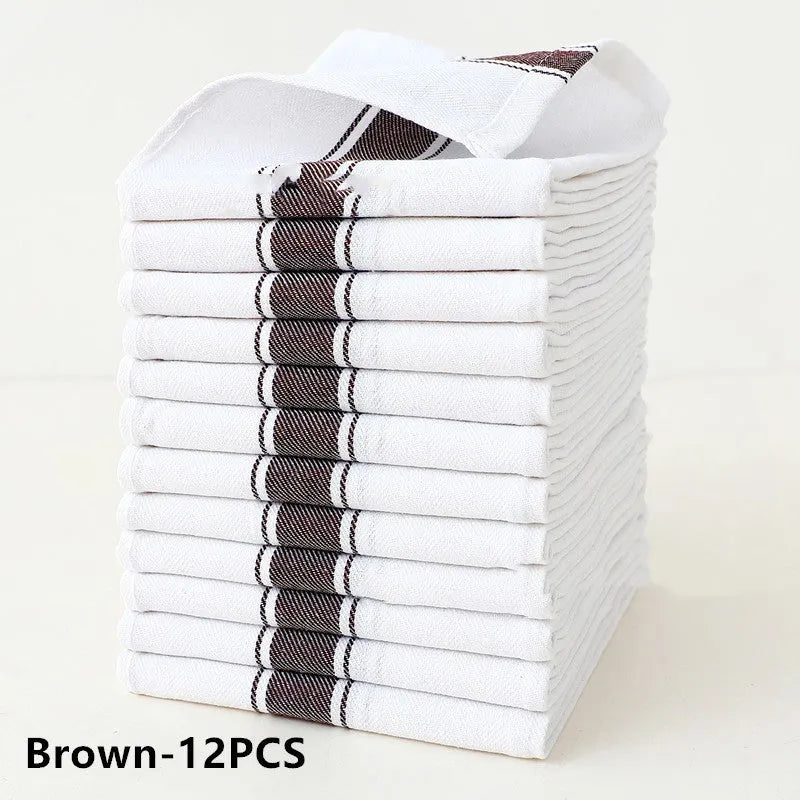 Polyester cotton blended kitchen dish towel with striped pattern measuring 48x70cm