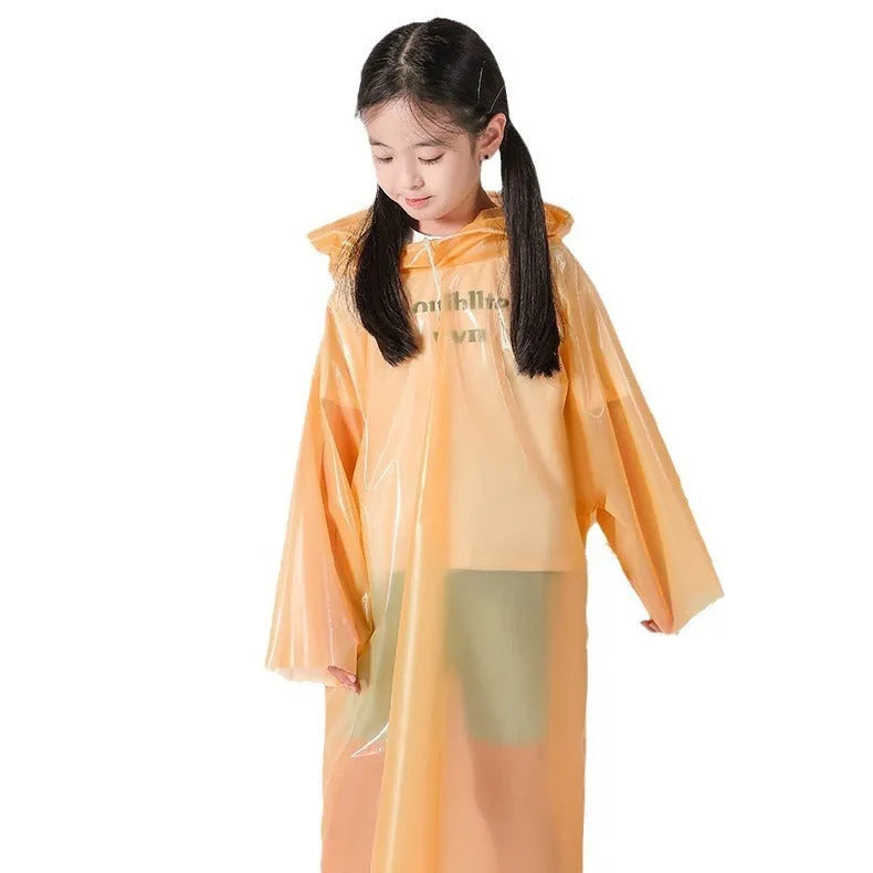 Disposable children's card raincoat long poncho in blue bagged 13x9cm