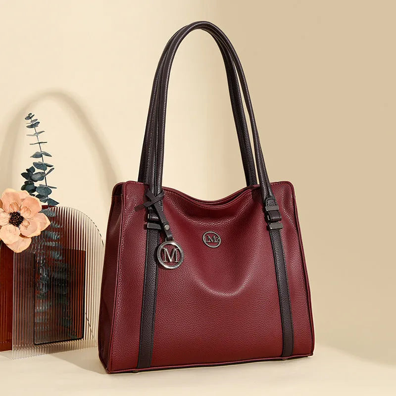 Women's genuine leather crossbody bag in horizontal square shape with European retro styling