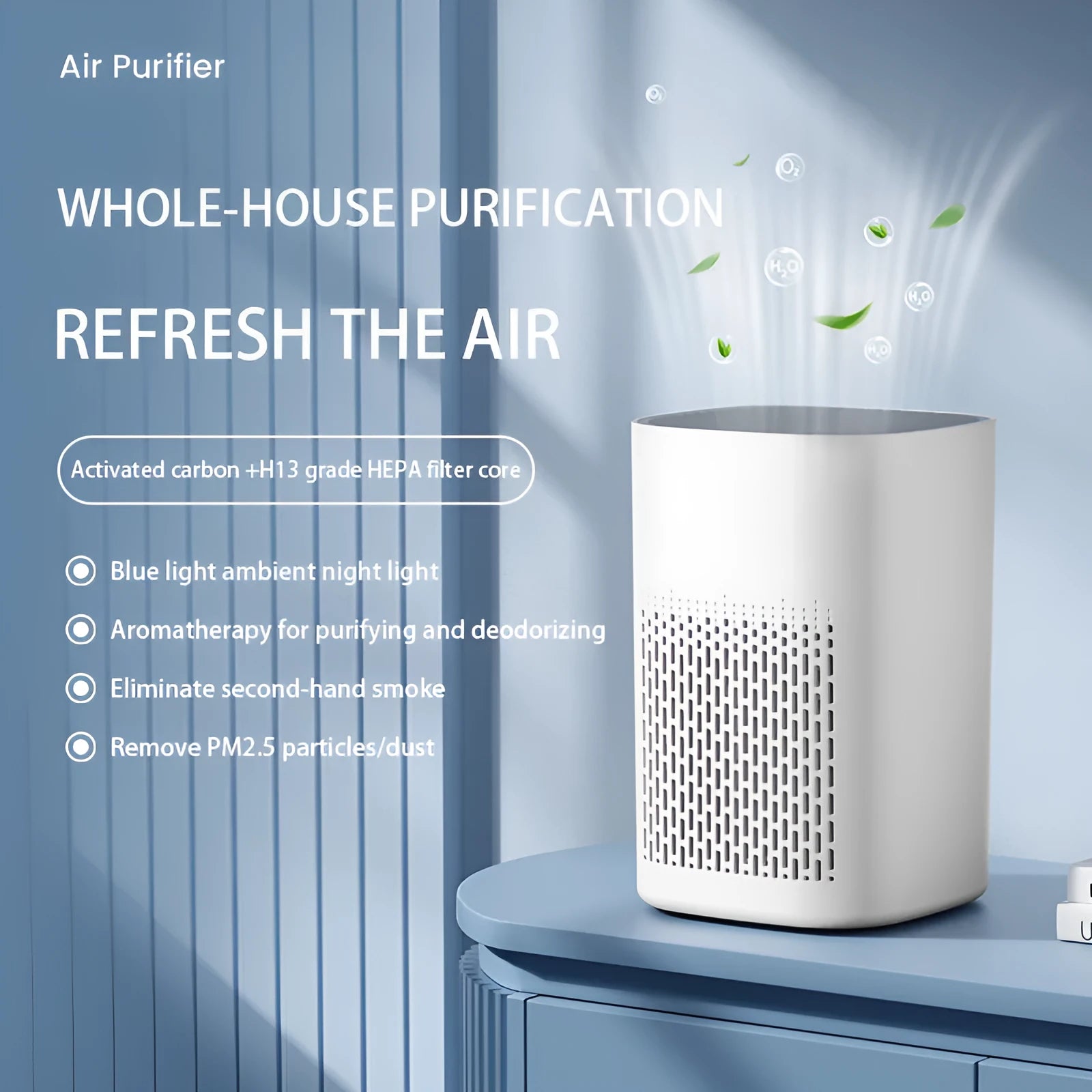 Simple style desktop air purifier with USB power connection for small rooms