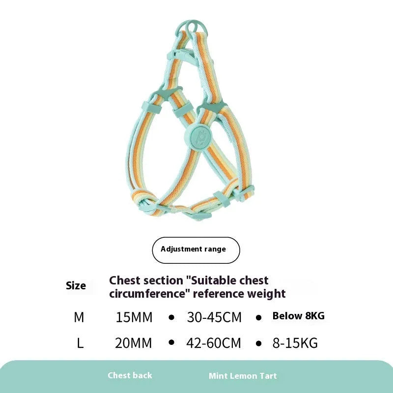 Retro dog collar and chest back harness set for small and medium dogs with hand-holding rope in multiple colours