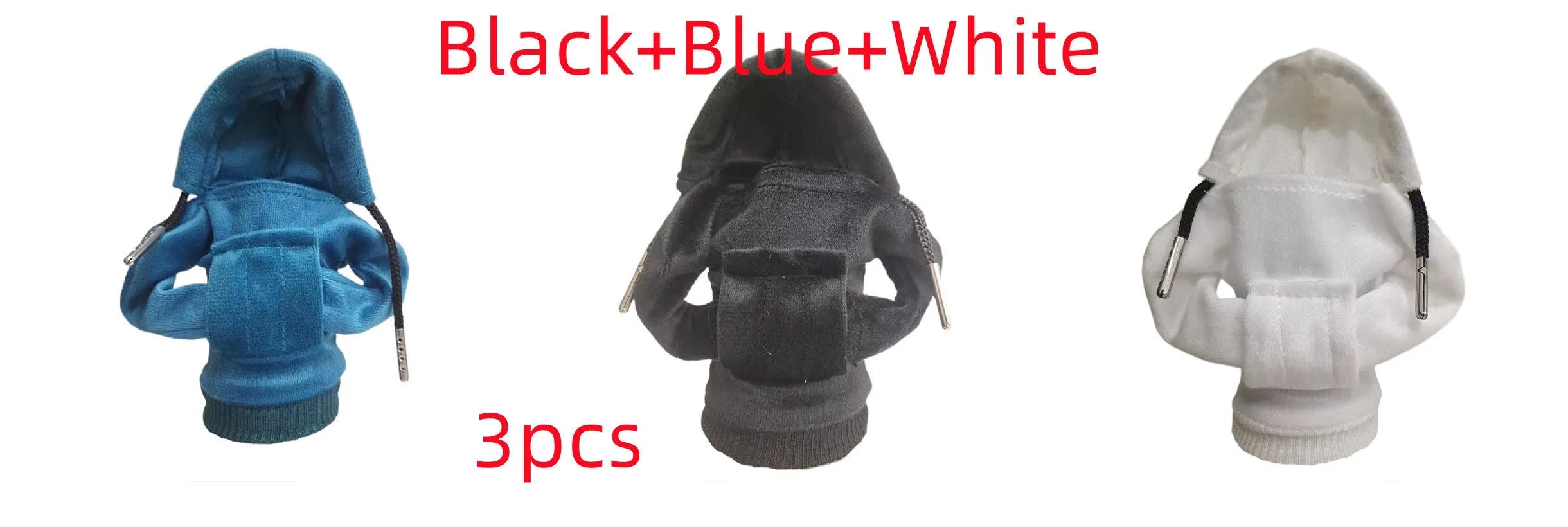 Cloth car gear shift knob cover in various colours showing 13x8cm dimensions