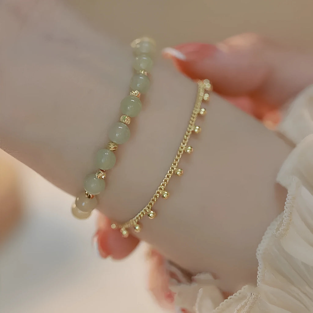 Hetian Jade bracelet with natural gemstone beads and princess running design