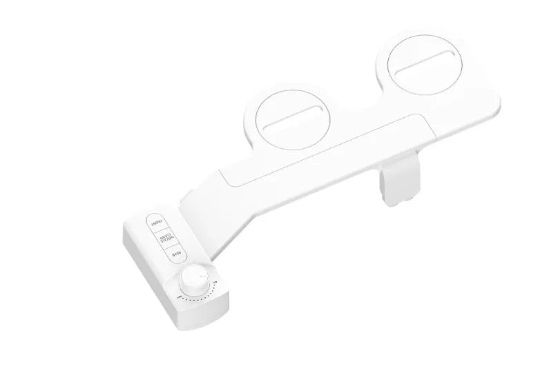 Pure white KB06 manual drain unblocking tool with button, braided hose, and three copper tee adaptors for global sink standards.