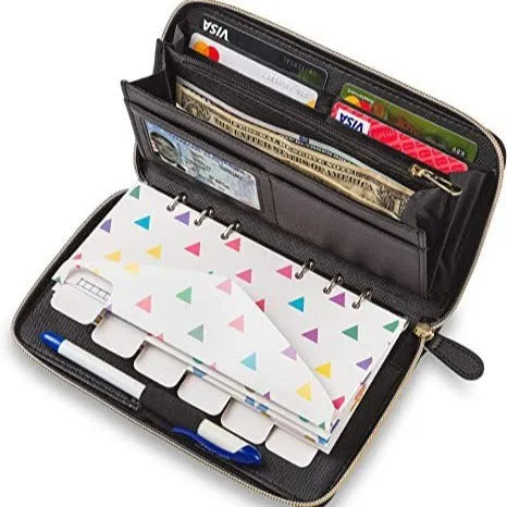 Anti-theft RFID blocking card holder wallet in multiple colours showing PU leather construction and nylon lining
