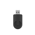 Black mini 2-in-1 CarPlay USB wireless adapter showing compact dimensions
