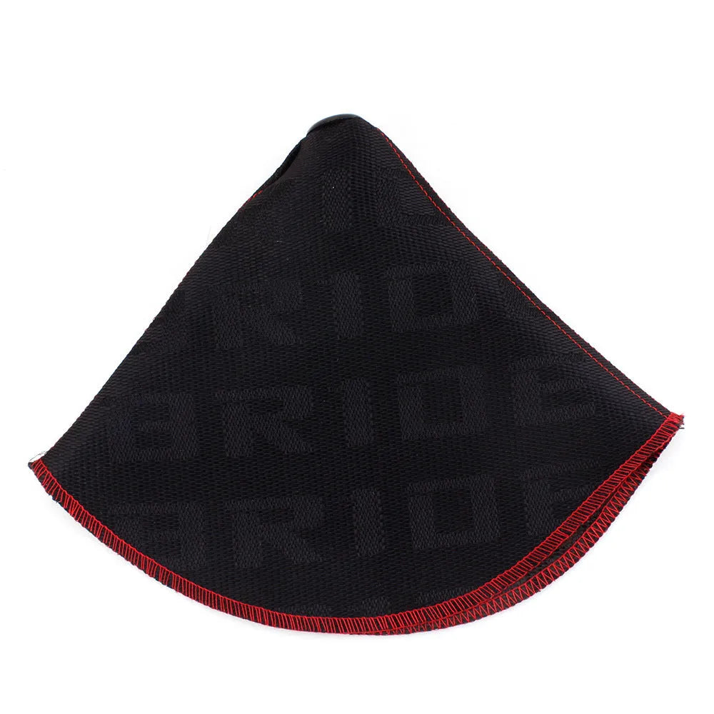 Canvas dust cover for racing seats shown in black, available in Bride flag and Recaro flag styles.