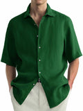 Man wearing a green washed cotton casual shirt cardigan with a regular fit