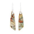 Bohemian emperor stone geometric pendant earrings with tassel and plaid details, shoushan gold colour option for women