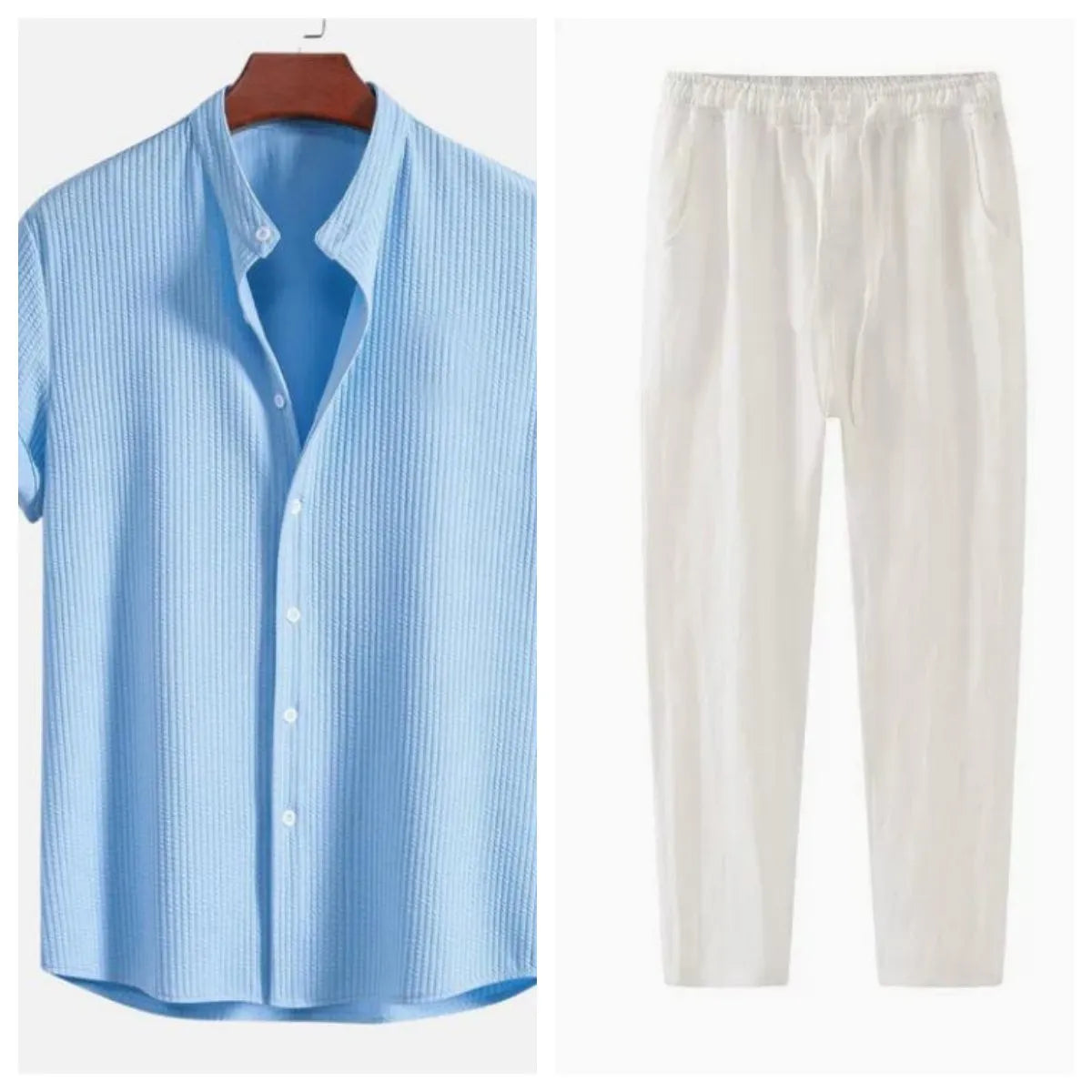 Men's loose fit short sleeve polyester shirt in multiple colour options showing Asian sizing