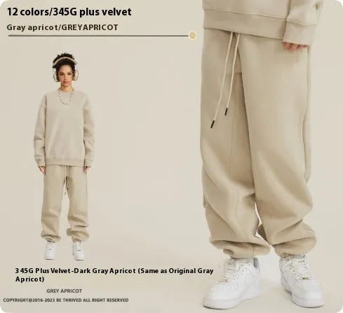 Men's solid colour cotton velvet sweatpants with ankle banding in a mid waist design